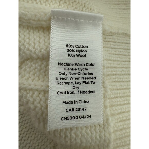 Talbots Ivory Cable Knit Sweater Women Size XS Crew Neck Silver Buttons New - Picture 7 of 8